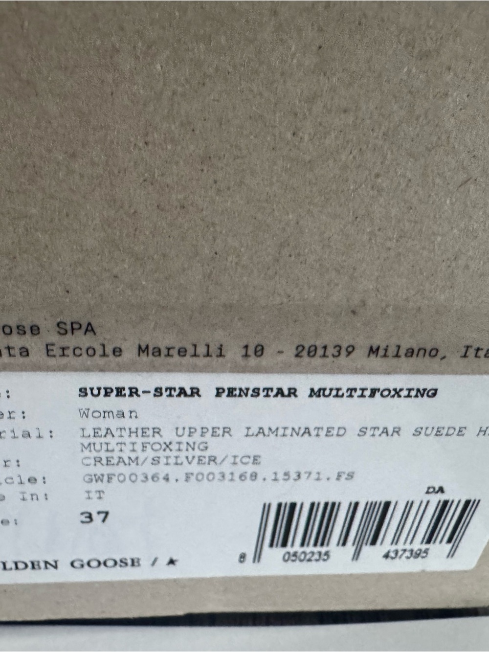 NEW Golden Goose Superstar 37 Cream Sneakers with Silver Star - Picture 3 of 3